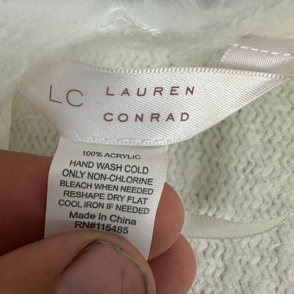 LC Lauren Conrad Women's Fringe Shawl Wrap 100% Acrylic One Size Ivory - Picture 3 of 4